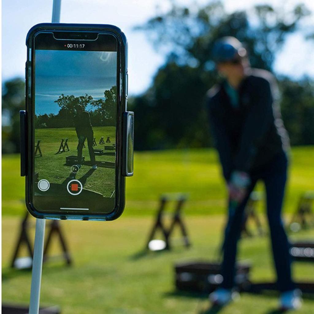 Golf Equipment Videos - ที่ยึดโทรศัพท์มือถือแบบหมุนได้สำหรับกอล์ฟ พร้อมคลิปหนีบสำหรับอุปกรณ์ฝึกซ้อมกอล์ฟ