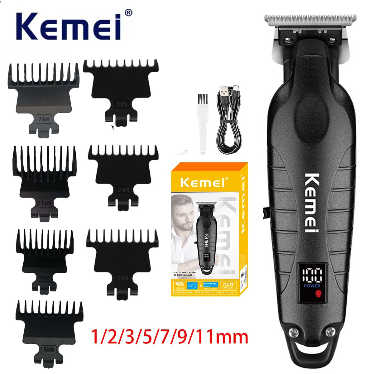 Golf Zero - Kemei 2293 ProfessionalตัดผมTrimmer Zero Gappedไร้สายชาร์จMen Hair