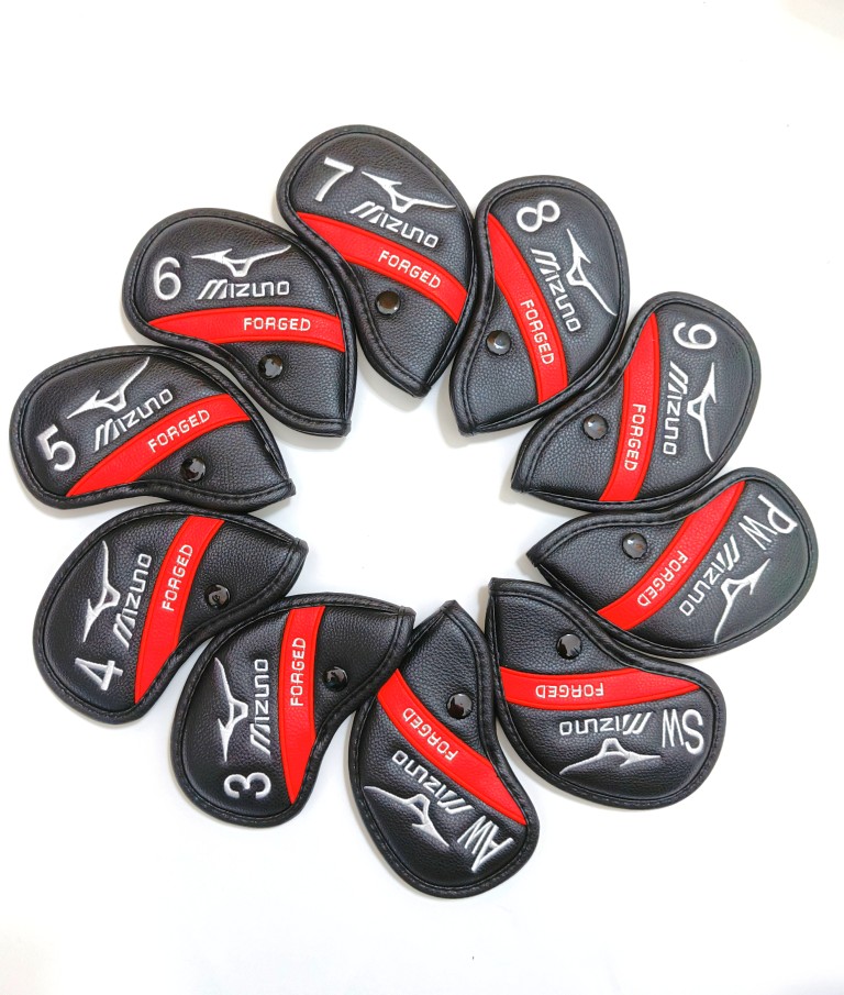 Golf Club Iron Set - ปลอกคลุมไม้กอล์ฟ Mizuno ทำจากหนัง PU คุณภาพสูง ชุดปลอกคลุมหัวไม้เหล็กและพัตเตอร์